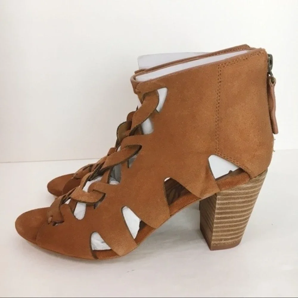 Zodiac Womens Size 6 Brown Suede Leather Block Heels Open Toe Sandals Shoes‎